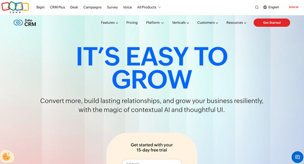 Zoho CRM website