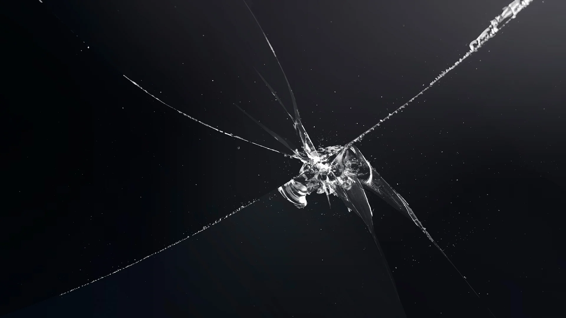 Broken windshield of a car