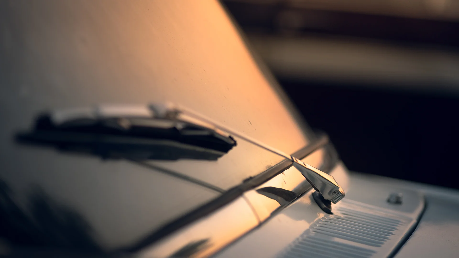 car wiper with a sunset background