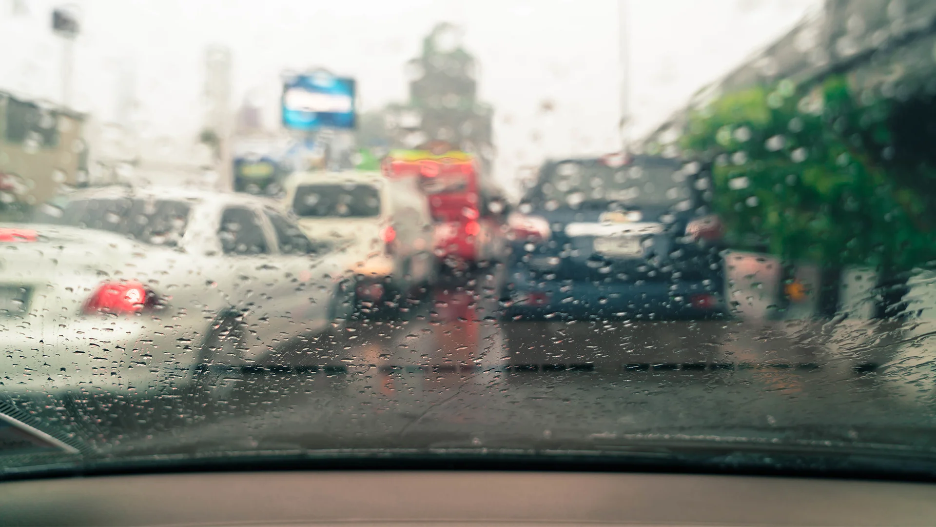 Rain drops on car glass